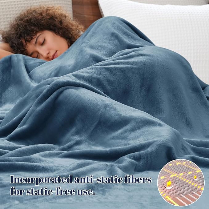 PHF Ultra Soft Fleece Blanket Twin Size, No Shed No Pilling Luxury Plush Cozy 300GSM Lightweight Blanket for Bed, Couch, Chair, Sofa Suitable for All Season, 66" x 90", Captain's Blue