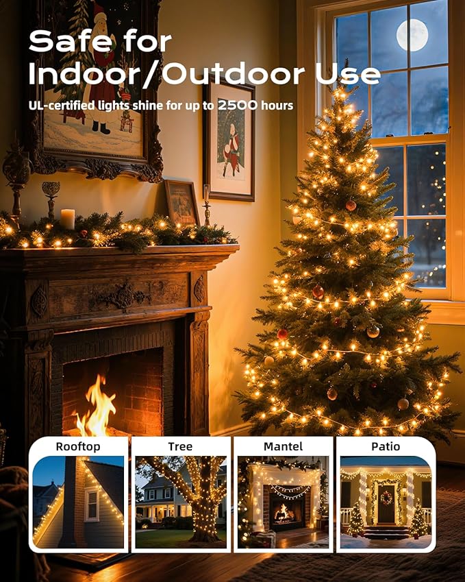 Brightown Clear Christmas String Lights, 3 Pack Each 100-Count 25ft Incandescent Bulb Mini Lights for Indoor Holiday Decor, Christmas Tree Garland Wedding Party Festival Decoration, White Wire