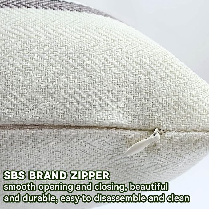 AmHoo Pack of 2 Farmhouse Linen Throw Pillow Cover Cushion Stripe Decoration Buffalo Retro Pillowcase with Hidden Zipper for Sofa Bedroom Car 20 x 20 Inch Yellow