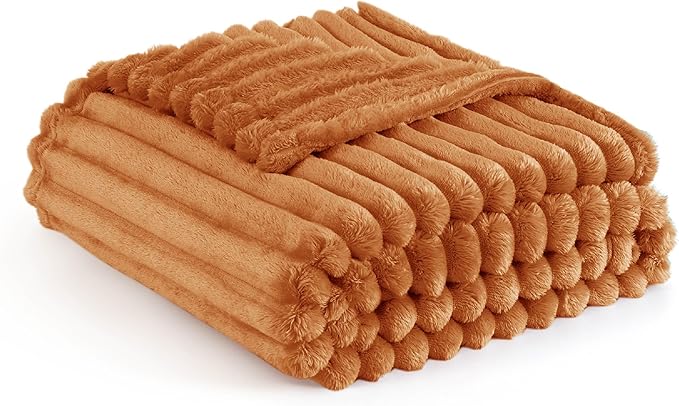 Bedsure GentleSoft Burnt Orange Twin XL Blanket for Bed - Cozy Soft Fall Blankets for Women, Cute Small Fleece Throws for Girls, Birthday Gifts for Women, 66x90 Inches