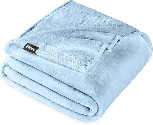 Bare Home Fleece Blanket - Full/Queen - Ultra-Soft Lightweight for Bed, Sofa, and Couch - Luxury Microplush - Cozy Warm Blanket (Full/Queen, Light Blue)