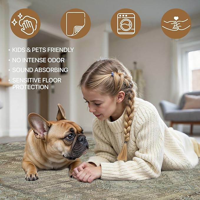 Runner Rug for Hallway Kitchen, 2x8 Machine Washable Runners Rug for Entryway, Soft Modern Boho Throw Rugs, Low Pile Floor Cover with Non Slip Backing, Distressed Light Grayish Sage Green