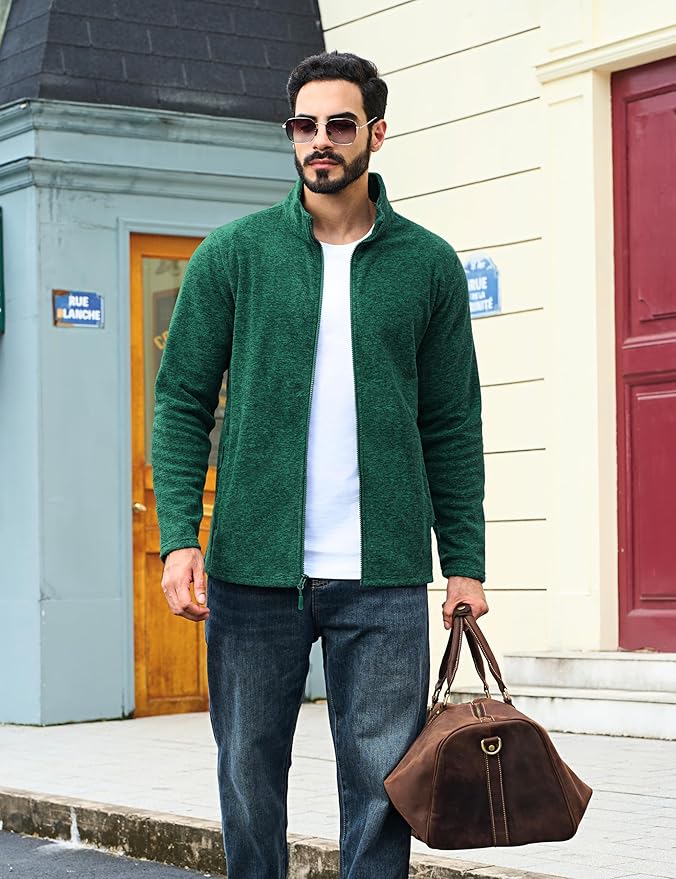 TACVASEN Men's Fleece Jackets Full Zip Lightweight Jacket Casual Soft Warm Coats with Pockets