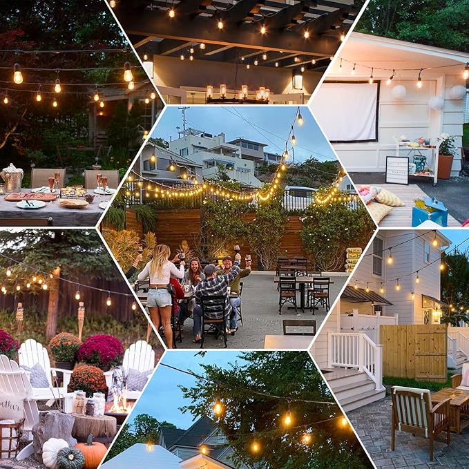 GANA 12V Low Voltage & Safe LED Outdoor String Lights,96FT 30 Shatterproof Bulbs, 2200K Warm White Pergola Lights for Your House's, Garden, Fence, Porch,Balcony,and Bistro
