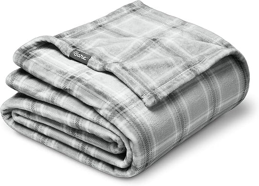 Bare Home Textured Fleece Blanket - Twin/Twin Extra Long - Ultra-Soft Lightweight for Bed, Sofa, and Couch - Luxury Microplush - Cozy Warm Blanket (Twin/Twin XL, Tartan Plaid)