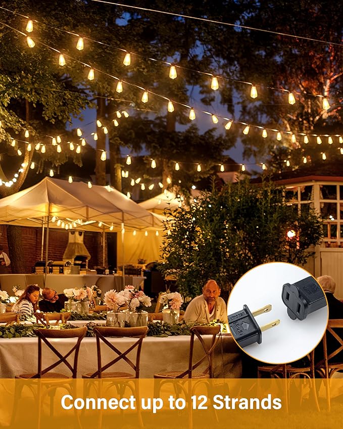 120FT Outdoor String Lights Waterproof, 2700K LED Patio String Lights with 60+3 Shatterproof Vintage Bulbs, Hanging Lights with Plug in Cord for Porch, Backyard, Garden, Gazebo