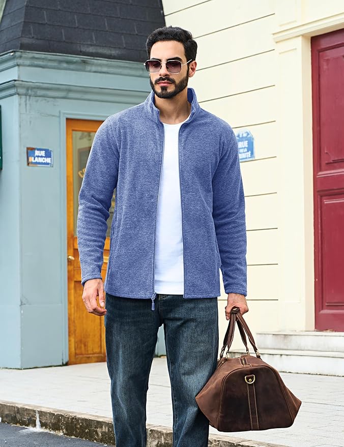 TACVASEN Men's Fleece Jackets Full Zip Lightweight Jacket Casual Soft Warm Coats with Pockets