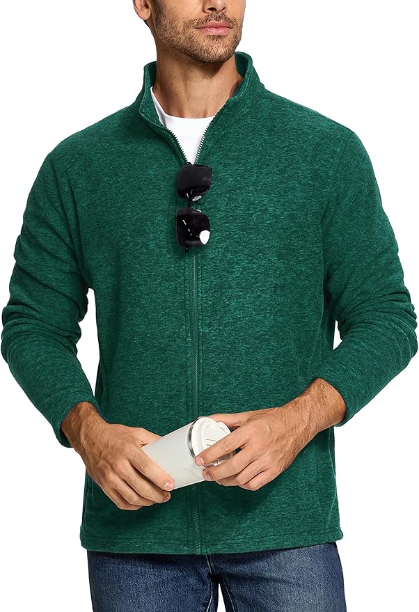 TACVASEN Men's Fleece Jackets Full Zip Lightweight Jacket Casual Soft Warm Coats with Pockets