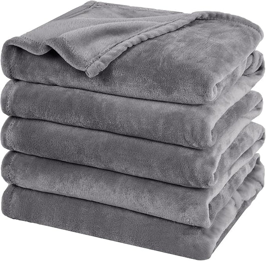PHF Oversized King Fleece Blanket 120"x120", No Shed No Pilling Big Soft Blanket, Extra Large 10'x 10' Lightweight for Bed, Sofa Travel and Camping, Suitable for All Season, Gray