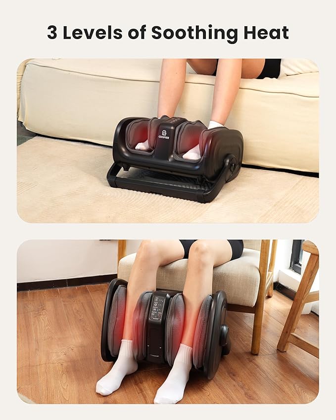 COMFIER Shiatsu Foot Massager Machine, Foot Calf Massager with Heat, Squeeze & Vibration Massage, Remote Control, UP to Men Size 14