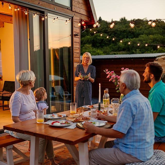 50FT LED Outdoor String Lights with 27 G40 Bulbs (2 Spare) Connectable Yard Hanging Lights for Party Tents Patio Gazebo Porch Deck Bistro Backyard Balcony Pergola Outside Decor