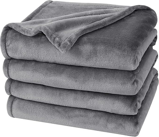 PHF Ultra Soft Fleece Blanket Twin Size, No Shed No Pilling Luxury Plush Cozy 300GSM Lightweight Blanket for Bed, Couch, Chair, Sofa Suitable for All Season, 66" x 90", Gray