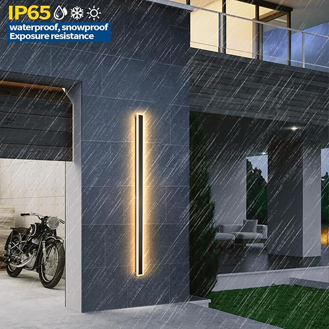 79 Inch Modern Outdoor Wall Light IP65 Waterproof Exterior Wall Sconce 3000K LED House Lights, Exterior Wall Lighting, Anti-Rust Linear Long Outdoor Light