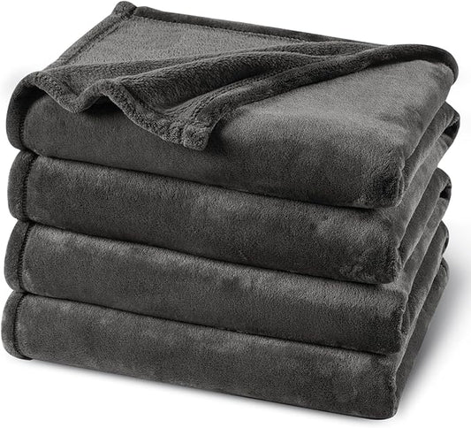 PHF Ultra Soft Fleece Blanket King Size, No Shed No Pilling Luxury Plush Cozy 300GSM Lightweight Blanket for Bed, Couch, Chair, Sofa Suitable for All Season, 108" x 90", Dark Gray