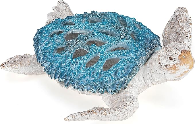 VVGIFTS Ocean Decor Sea Turtle Coral Reef Home Office Decor Sculpture Beach Coastal Tabletop Shelf Collection (Blue)