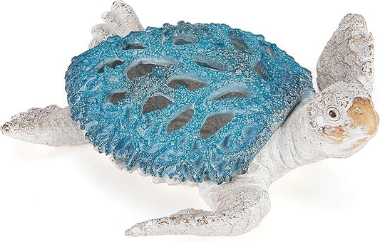 VVGIFTS Ocean Decor Sea Turtle Coral Reef Home Office Decor Sculpture Beach Coastal Tabletop Shelf Collection (Blue)