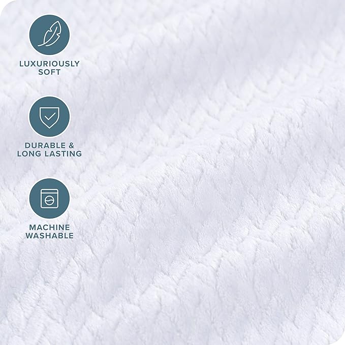 Bare Home Textured Fleece Blanket - King Size - Ultra-Soft Lightweight for Bed, Sofa, and Couch - Luxury Microplush - Cozy Warm Blanket (King, Chevron White)