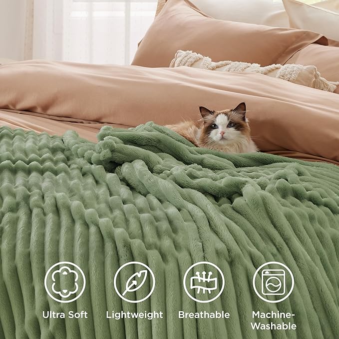 Bedsure GentleSoft Reseda Fleece Twin Blanket for Couch - Super Soft Cozy Blankets for Women, Cute Small Throws for Girls, 60x80 Inches