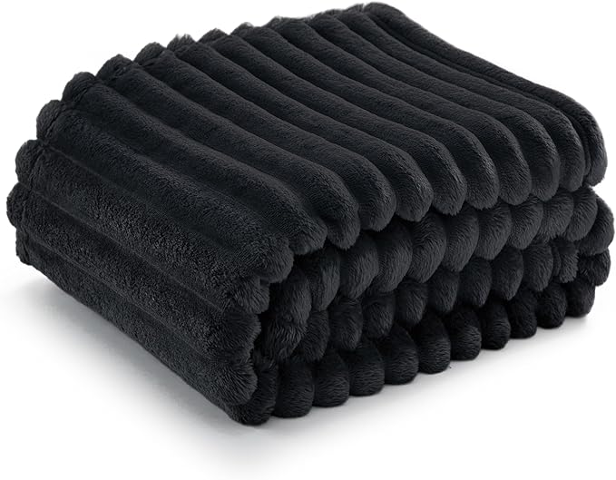 Bedsure GentleSoft Black Fleece Blanket for Couch - Cozy Soft Blankets for Women, Cute Small Throws for Girls, 50x70 Inches