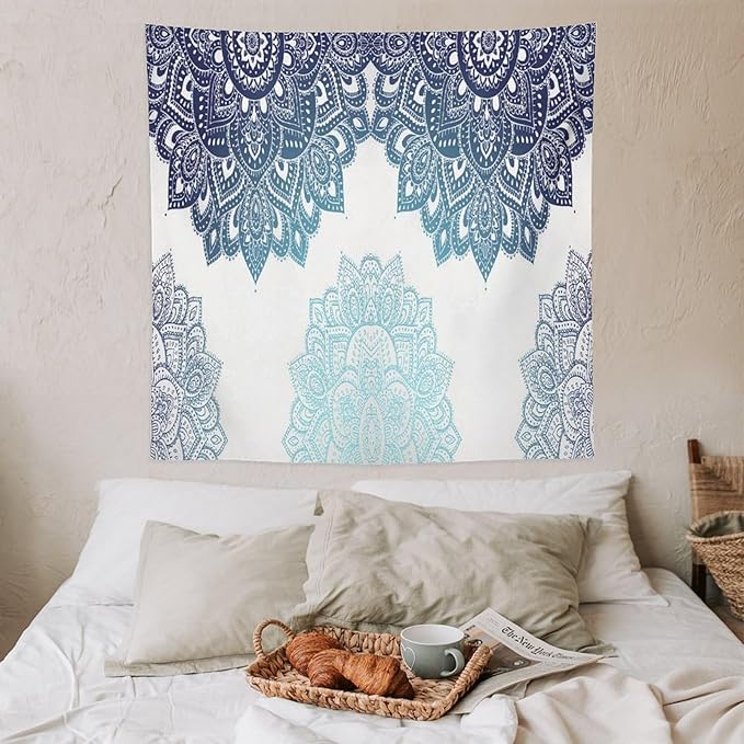 Kurtect Mandala Tapestry,Boho Eastern Geometric Stripe Abstract Design Pattern Print Tapestries for Party Beach Picnic Blankets Tablecloths Living Room Wall Deocr, 60x60 in