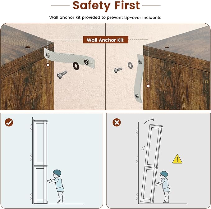 71" Tall Bookcase, 6-Tier Open Display Storage Shelves, Floor Standing Large Book Shelf for Living Room, Home Office, Bed Room, Brown