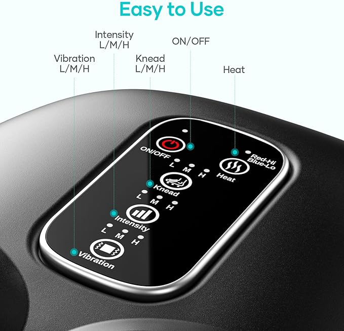 New Shiatsu Foot Massager with Heat, Vibration,Rolling Compression Feet Massager Machine, 3-Level Adjustable, Full Wrap & Knead, Easy to Use for Daily Relaxation, Pain Relief, Portable for Family