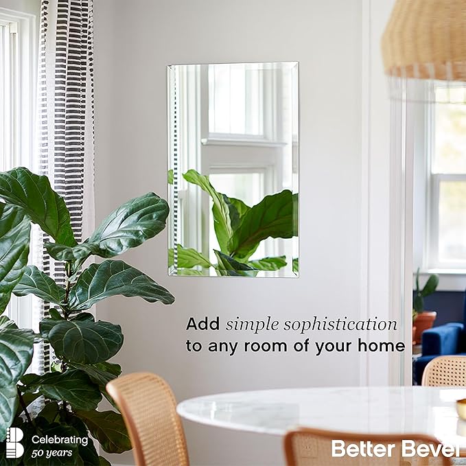 Better Bevel Frameless Rectangle Mirror, 30" x 40" Bathroom Wall Mirror w/Beveled Edge