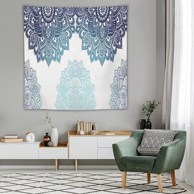 Kurtect Mandala Tapestry,Boho Eastern Geometric Stripe Abstract Design Pattern Print Tapestries for Party Beach Picnic Blankets Tablecloths Living Room Wall Deocr, 60x60 in