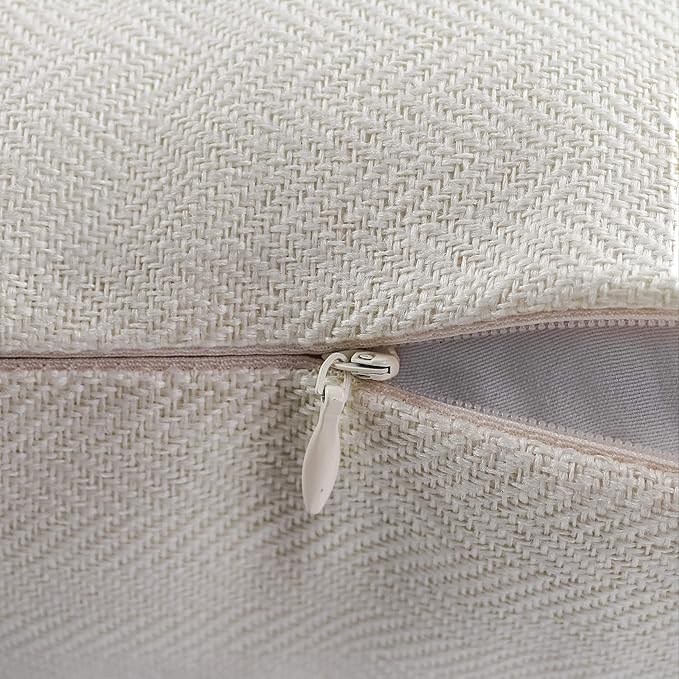 AmHoo Pack of 2 Farmhouse Linen Throw Pillow Cover Cushion Stripe Decoration Buffalo Retro Pillowcase with Hidden Zipper for Sofa Bedroom Car 26 x 26 Inch Blue