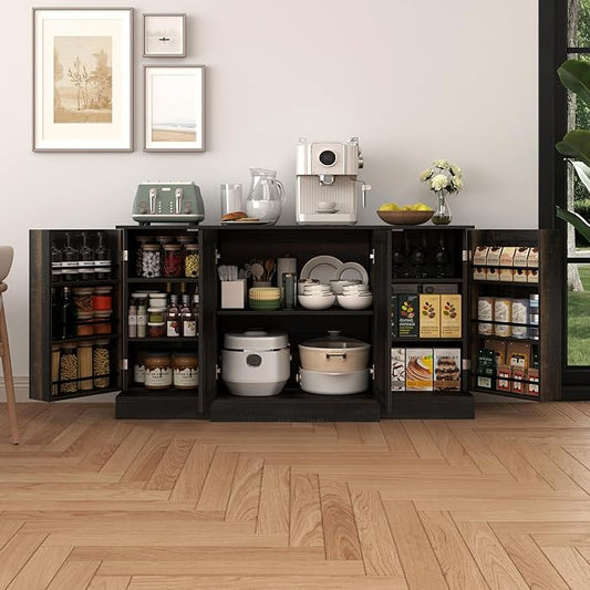 Buffet Cabinet with Storage,Farmhouse Sideboard Buffet Cabinet with Doors,Kitchen Buffet Storage Cabinet with Adjustable Shelves,Coffee Bar Station Table for Kitchen,Dining Room,Living Room