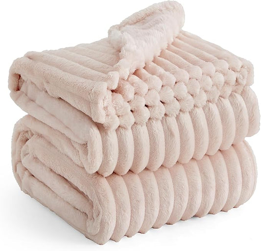 Bedsure GentleSoft Blankets Queen Size for Bed - Cozy Soft Blankets for Women, Cute Large Fleece Throws for Girls, Crystal Pink, 90x90 Inches