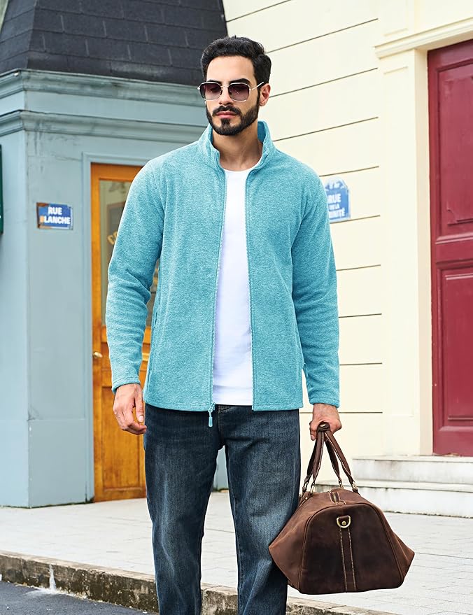 TACVASEN Men's Fleece Jackets Full Zip Lightweight Jacket Casual Soft Warm Coats with Pockets
