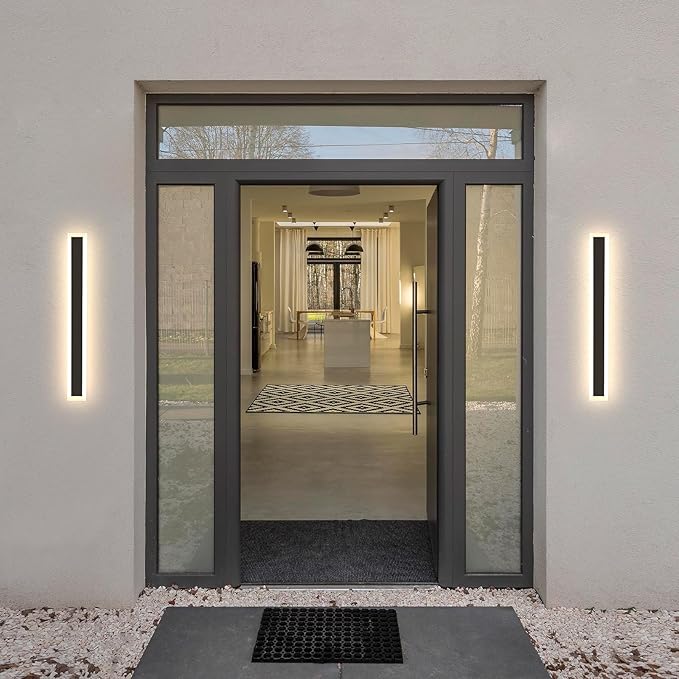 31.5 Inch Long Porch Lights Outdoor, 2 PCS Modern Outdoor Wall Light 3000K-6000K Dimmable Wall Light IP65 Waterproof Exterior Wall Sconce Long Wall Lights for Porch Garage Patio Garden