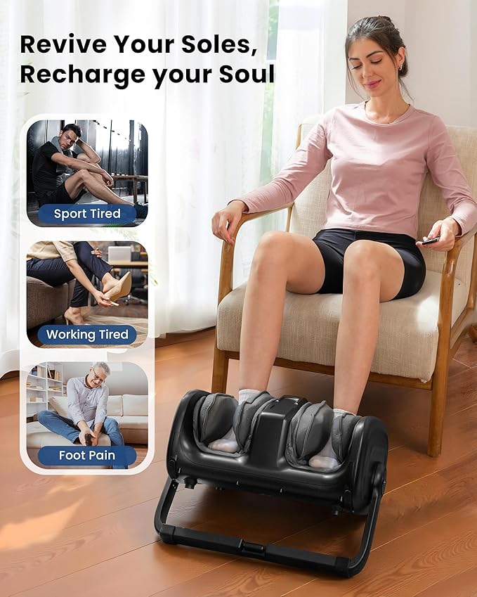 COMFIER Shiatsu Foot Massager Machine, Foot Calf Massager with Heat, Squeeze & Vibration Massage, Remote Control, UP to Men Size 14