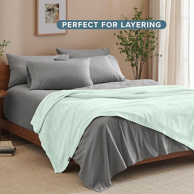 Bare Home Fleece Blanket - King Size - Ultra-Soft Lightweight for Bed, Sofa, and Couch - Luxury Microplush - Cozy Warm Blanket (King, Spring Mint)