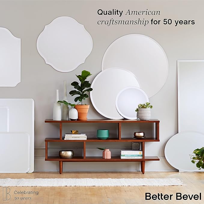 Better Bevel Frameless Rectangle Mirror, 30" x 40" Bathroom Wall Mirror w/Beveled Edge
