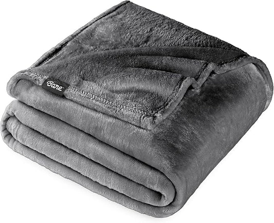 Bare Home Fleece Blanket - Full/Queen - Ultra-Soft Lightweight for Bed, Sofa, and Couch - Luxury Microplush - Cozy Warm Blanket (Full/Queen, Gray)