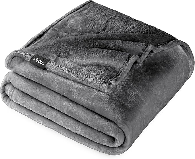Bare Home Fleece Blanket - King Size - Ultra-Soft Lightweight for Bed, Sofa, and Couch - Luxury Microplush - Cozy Warm Blanket (King, Gray)