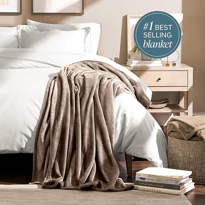 Bare Home Fleece Blanket - King Size - Ultra-Soft Lightweight for Bed, Sofa, and Couch - Luxury Microplush - Cozy Warm Blanket (King, Taupe)