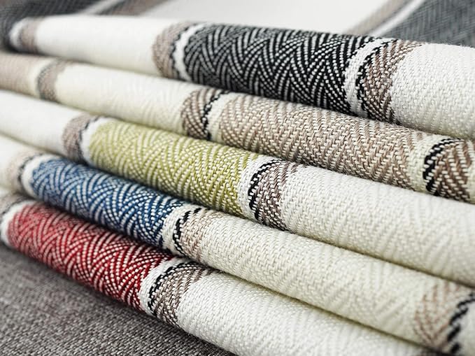 AmHoo Pack of 2 Farmhouse Linen Throw Pillow Cover Cushion Stripe Decoration Buffalo Retro Pillowcase with Hidden Zipper for Sofa Bedroom Car 26 x 26 Inch Blue