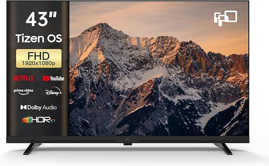 FPD 43 Inch Smart TV 1080P Full HD Powered by Tizen OS Compatible with Dolby Audio, HDR 10, HDMI, WiFi, Bluetooth, Flat Screen Television (AT43-P1, 2025)