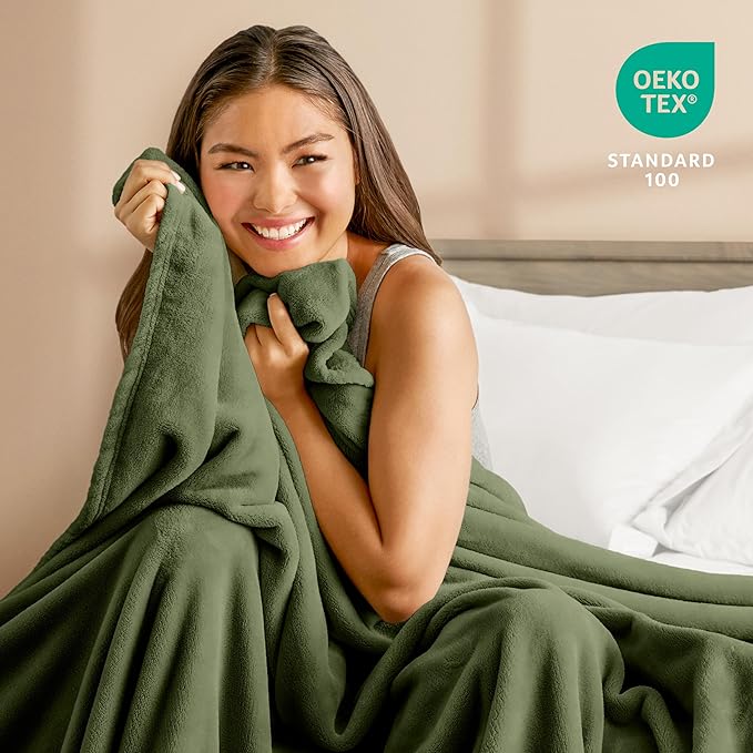 Bare Home Fleece Blanket - King Size - Ultra-Soft Lightweight for Bed, Sofa, and Couch - Luxury Microplush - Cozy Warm Blanket (King, Cypress)