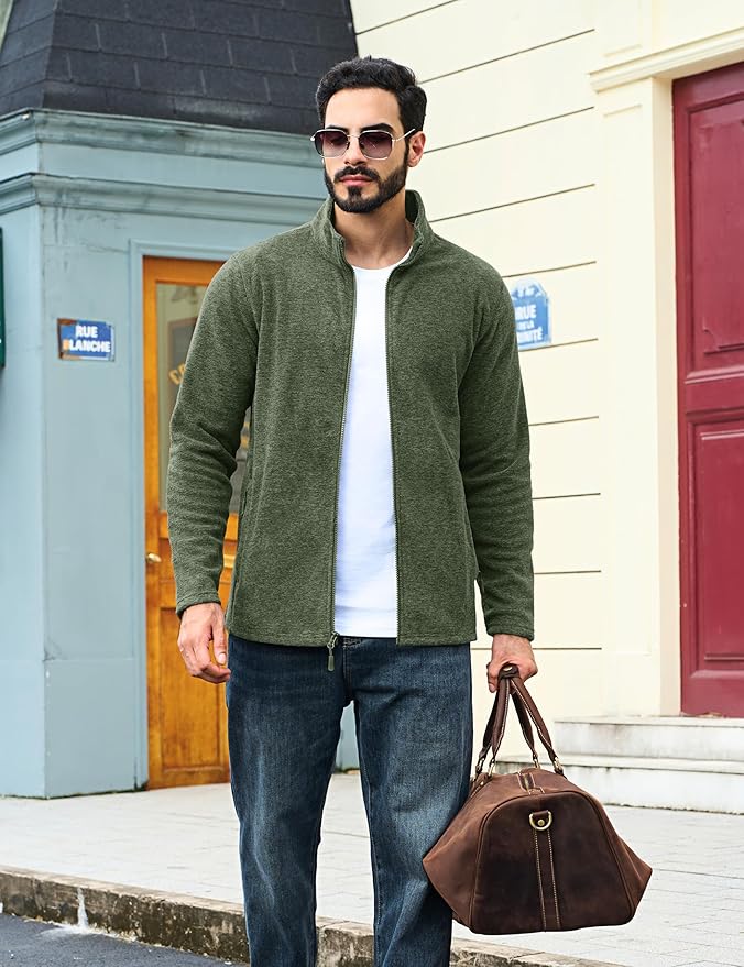 TACVASEN Men's Fleece Jackets Full Zip Lightweight Jacket Casual Soft Warm Coats with Pockets