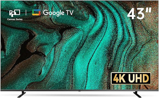 FPD 43 Inch Smart TV 4K UHD LED Flat Screen Google TV with Google Cast, Bluetooth, HDMI, Streaming Live, HDR 10, Dolby Vision, Ultra Slim Television(Canvas-Series, CG43-C3, 2025)