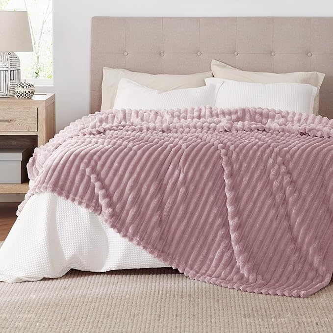 Bedsure GentleSoft Pink Fleece Blanket for Couch - Cozy Soft Blankets for Women, Cute Small Throws for Girls, 90x90 Inches