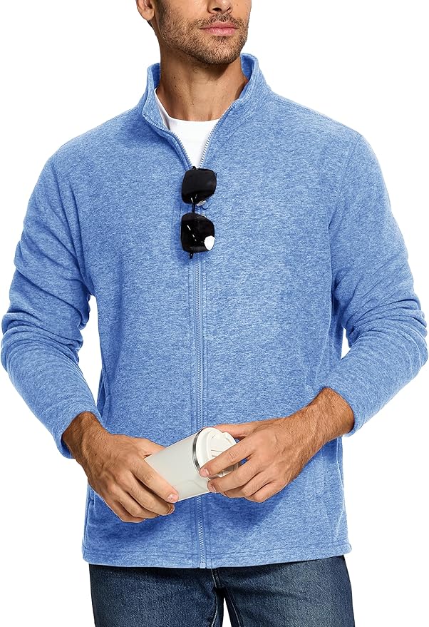 TACVASEN Men's Fleece Jackets Full Zip Lightweight Jacket Casual Soft Warm Coats with Pockets
