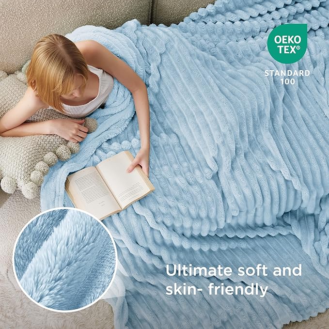 Bedsure GentleSoft Blue California King Size Blanket for Couch - Cozy Soft Blankets for Women, Cute Small Fleece Throws for Girls, Birthday Gifts for Women, Light Blue, 102x96 Inches