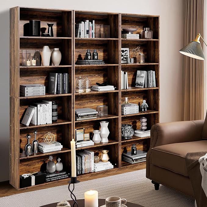 71" Tall Bookcase, 6-Tier Open Display Storage Shelves, Floor Standing Large Book Shelf for Living Room, Home Office, Bed Room, Brown