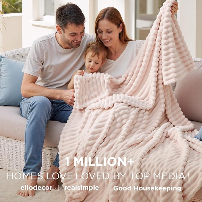 Bedsure GentleSoft Blankets Queen Size for Bed - Cozy Soft Blankets for Women, Cute Large Fleece Throws for Girls, Crystal Pink, 90x90 Inches