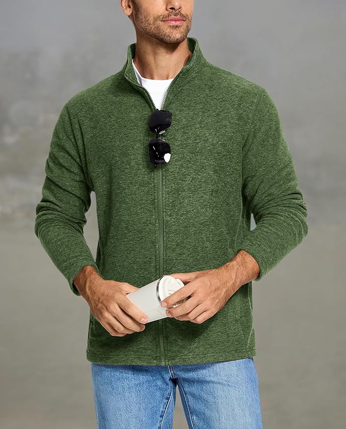 TACVASEN Men's Fleece Jackets Full Zip Lightweight Jacket Casual Soft Warm Coats with Pockets